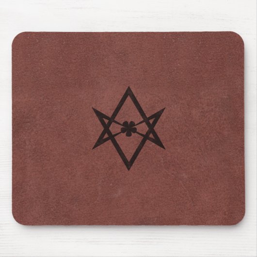 Unicursal Hexagram Thelemisch Symbool op rood lede Muismat (Voorkant)