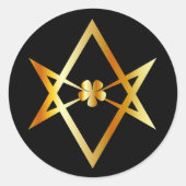 Unicursal hexagramsymbool ronde sticker (Voorkant)