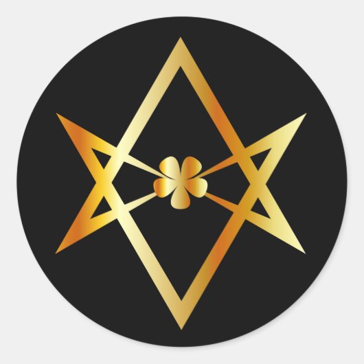 Unicursal hexagramsymbool ronde sticker (Voorkant)