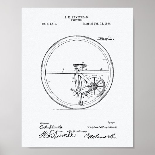Unicycle 1894 Whitepaper over patenten Poster (Voorkant)
