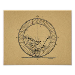 Unicycle Big Wheel Bicycle Patroon afdrukken Foto Afdruk