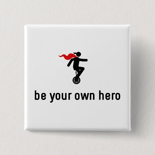 Unicycle Hero Vierkante Button 5,1 Cm (Voorkant)