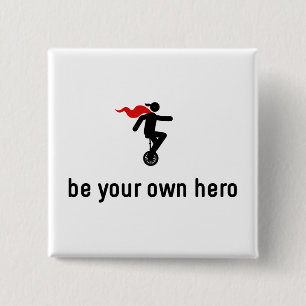 Unicycle Hero Vierkante Button 5,1 Cm
