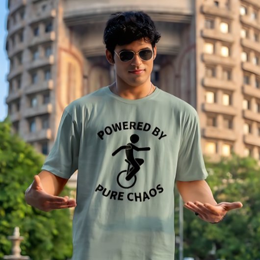 Unicycle – Powered By Pure Chaos | Funny Cycling T-shirt
