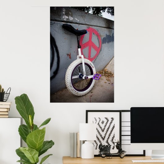 Unicycle voor vrede poster (Thuiskantoor)