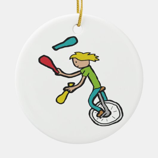 Unicycling Juggling Keramisch Ornament (Voorkant)