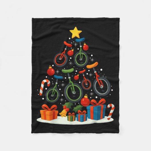 Unicycling Unicycle Christmas Tree Xmas  Fleece Deken (Voorkant)