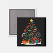 Unicycling Unicycle Christmas Tree Xmas Magneet (Voorkant / Achterkant)