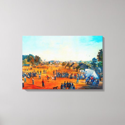 Unie gevangenen op Salisbury Baseball Game NC 1863 Canvas Afdruk (Voorkant)
