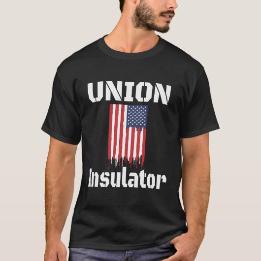 Unie Isolator Union Worker VS Amerikaanse vlag Pat T-shirt (Voorkant)