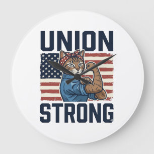 Unie Sterke Kat Werknemer Patriottische Vintage T- Grote Klok