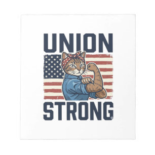 Unie Sterke Kat Werknemer Patriottische Vintage T- Notitieblok