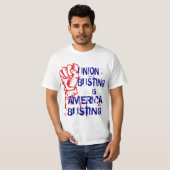 UNIEBESTELLING IS AMERIKAANSE BUSTING T-SHIRT (Voorkant volledig)