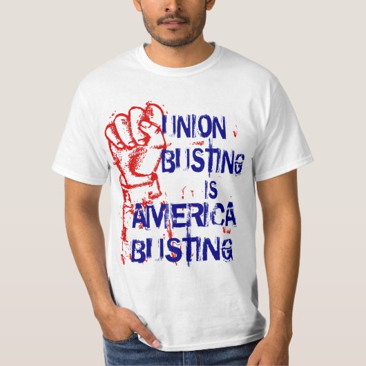 UNIEBESTELLING IS AMERIKAANSE BUSTING T-SHIRT (Voorkant)