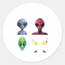 Uniek 3D buitenaards gezichtsontwerp Ronde Sticker