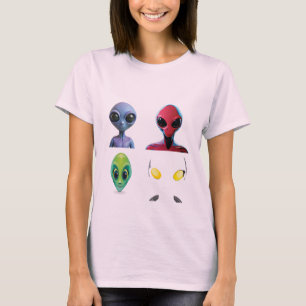 Uniek 3D buitenaards gezichtsontwerp T-shirt