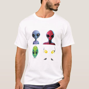 Uniek 3D buitenaards gezichtsontwerp T-shirt