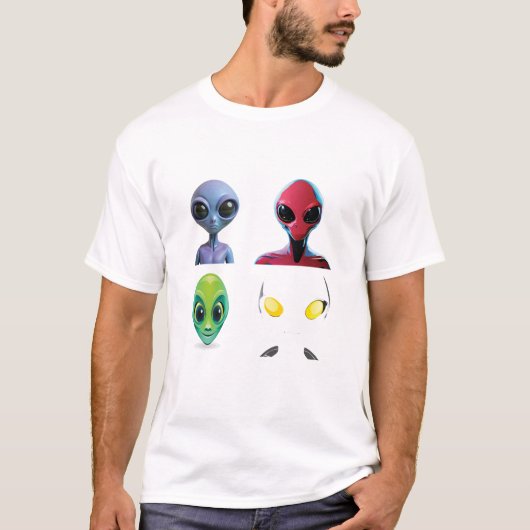 Uniek 3D buitenaards gezichtsontwerp T-shirt (Voorkant)