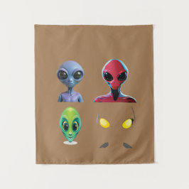 Uniek 3D buitenaards gezichtsontwerp Wandkleed