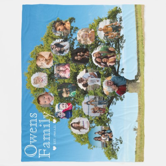 Uniek aandenken geschenk | Aangepaste stamboom fot Fleece Deken (Voorkant)