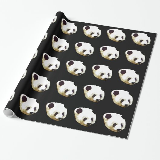 Uniek Aantrekkelijk Panda Wrapping Papier (Uitgerold)