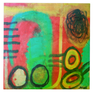 Uniek Abstract acryl schilderij Tegeltje