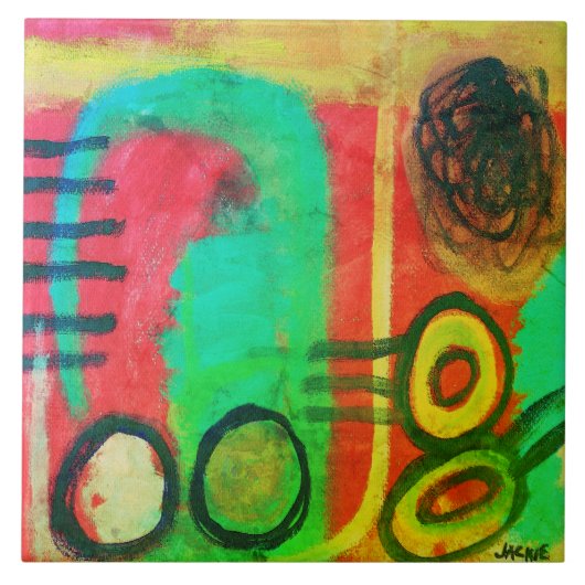 Uniek Abstract acryl schilderij Tegeltje (Voorkant)