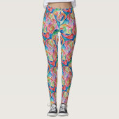 Uniek Abstract Art Rainbow Waterverf Pattern Leggings (Voorkant)