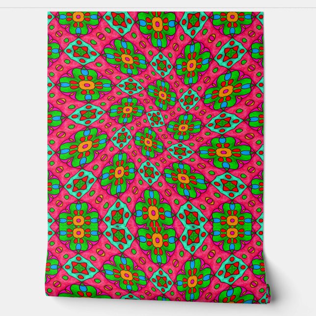 Uniek Abstract bloemenpatroon Behang (Afrollen)
