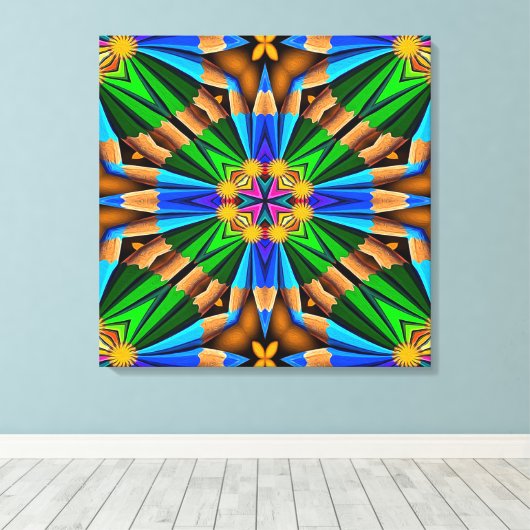 Uniek Abstract bloemenpatroon Canvas Afdruk (Insitu (Houten vloer))