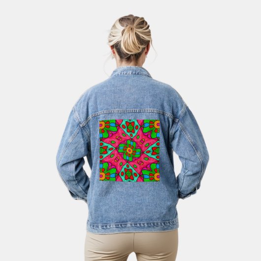 Uniek Abstract bloemenpatroon Denim Jacket (Model)