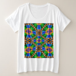 Uniek Abstract bloemenpatroon Grote Maat T-shirt