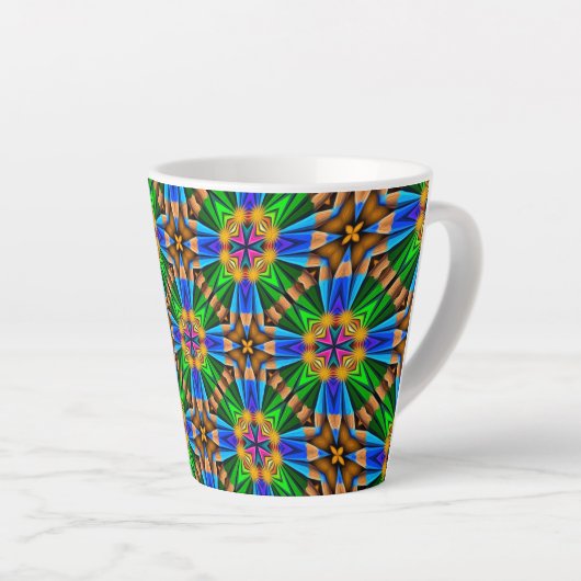 Uniek Abstract bloemenpatroon Latte Mok (Rechterhoek)
