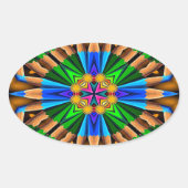 Uniek Abstract bloemenpatroon Ovale Sticker (Voorkant)