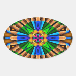 Uniek Abstract bloemenpatroon Ovale Sticker