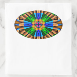 Uniek Abstract bloemenpatroon Ovale Sticker