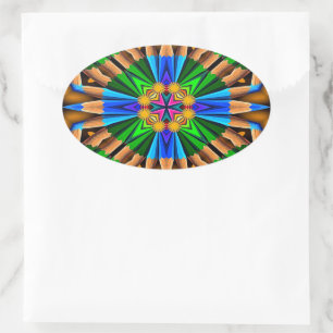 Uniek Abstract bloemenpatroon Ovale Sticker