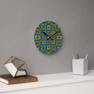 Uniek Abstract bloemenpatroon Ronde Klok