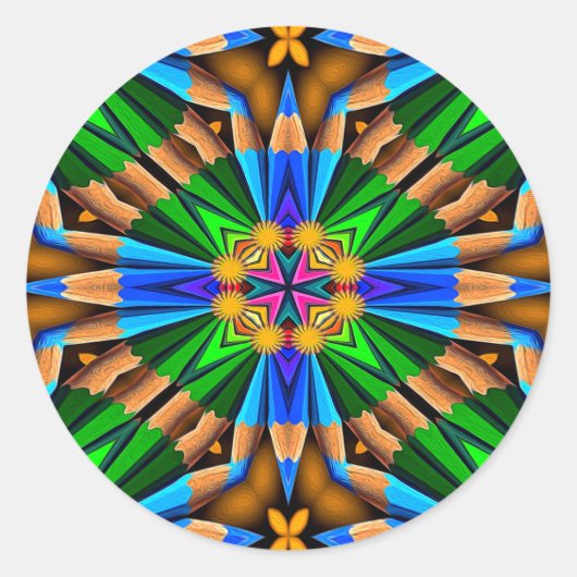 Uniek Abstract bloemenpatroon Ronde Sticker (Voorkant)