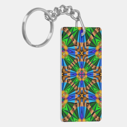 Uniek Abstract bloemenpatroon Sleutelhanger (Voorkant Links)