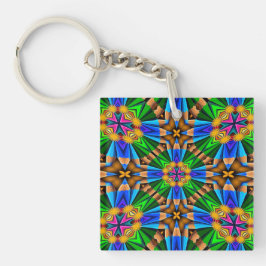 Uniek Abstract bloemenpatroon Sleutelhanger