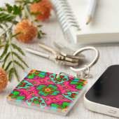 Uniek Abstract bloemenpatroon Sleutelhanger (Voorkant Rechts)