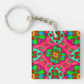 Uniek Abstract bloemenpatroon Sleutelhanger (Voorkant)