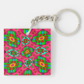 Uniek Abstract bloemenpatroon Sleutelhanger (Achterkant)
