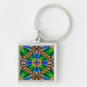 Uniek Abstract bloemenpatroon Sleutelhanger (Voorkant)