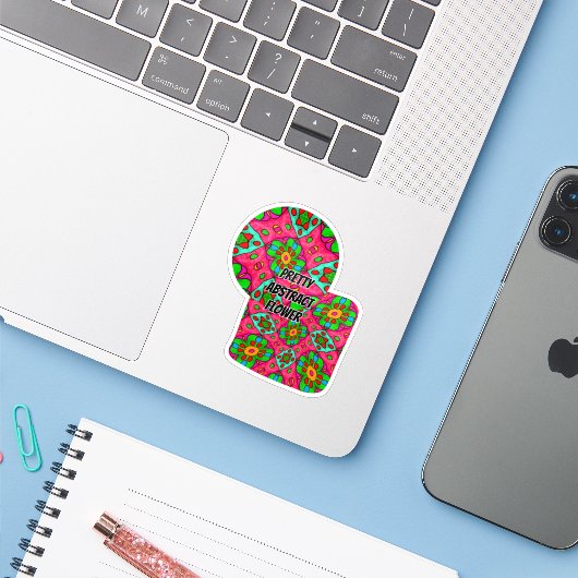 Uniek Abstract bloemenpatroon Sticker (Laptop met iPhone)
