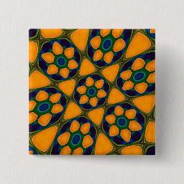 Uniek Abstract bloemenpatroon Vierkante Button 5,1 Cm