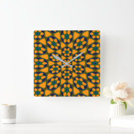 Uniek Abstract bloemenpatroon Vierkante Klok