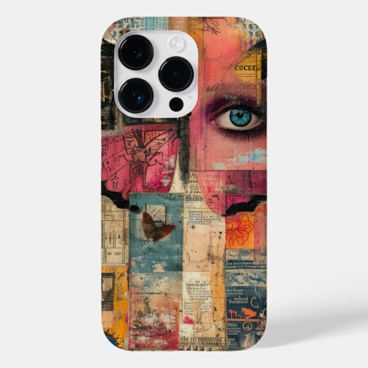 Uniek Abstract Collage Oog en Vlinder Ontwerp Case-Mate iPhone Case (Achterkant)