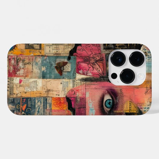 Uniek Abstract Collage Oog en Vlinder Ontwerp Case-Mate iPhone Case (Achterkant (horizontaal))